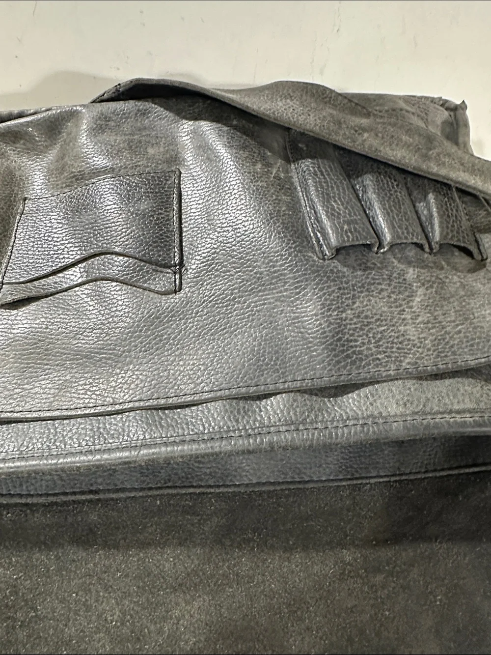 Gray Suede Men's Crossbody Messenger Bag